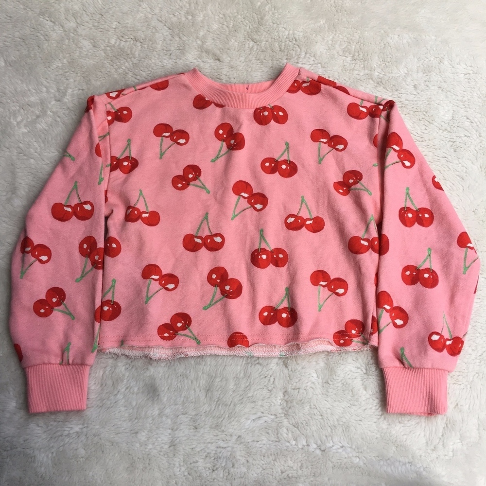 Forever 21 Girls Cherry Crop Sweater Pink Size 5/6